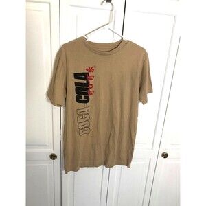 Vintage-Style Coca-Cola Tan Graphic Tee - International Chinese Logo- Medium